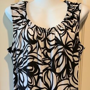 Jones New York Black White Polyester Dress - Large